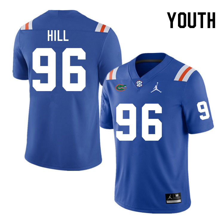 Youth #96 Gavin Hill Florida Gators College Football Jerseys Stitched Sale-Throwback